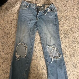 Distressed Blue Jeans